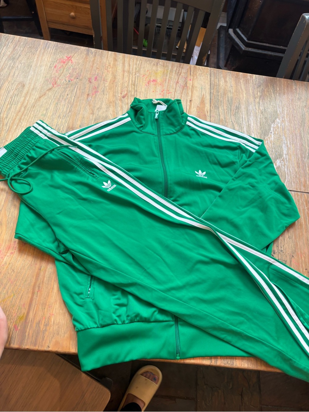 Adidas Women’s Green Three-Stripe Track Jacket & Pants Set - Picture 6 of 10